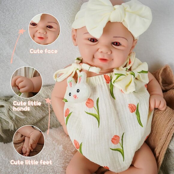 16.5 inch Realistic Full Body Silicone Open Eyes Newborn Leilani-ivory Baby Girl - Picture 4 of 6
